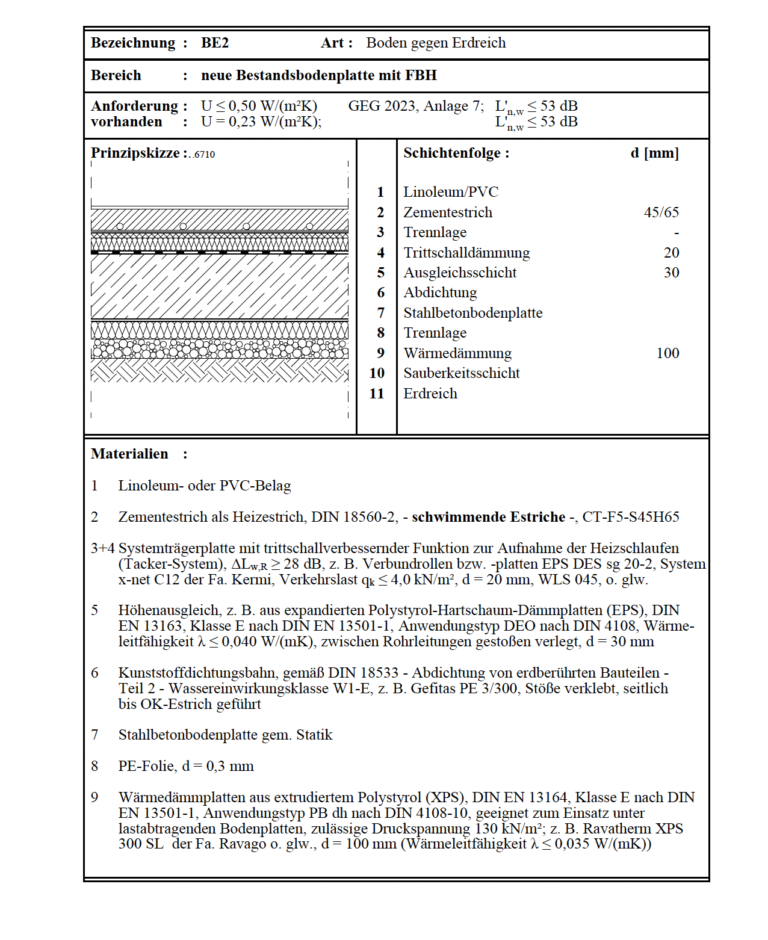 Bauteilplanung einer Bodenplatte